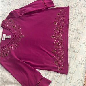 Alfred Dunner Magenta Embellished Blouse